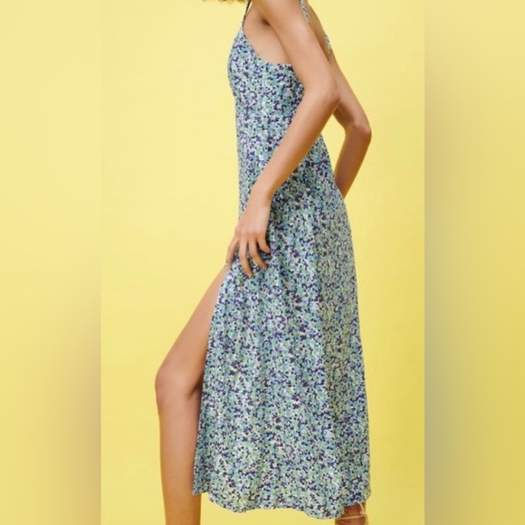 Zara Floral Multi Color Floral Maxi Dress With Front Slit Size Medium 8741064 - Picture 3 of 12